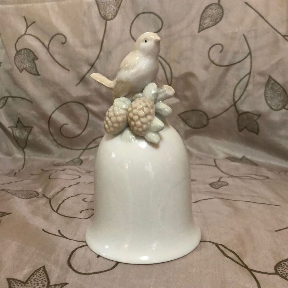 Lovely Bird & Pine Cone Ceramic/Stone Bell
